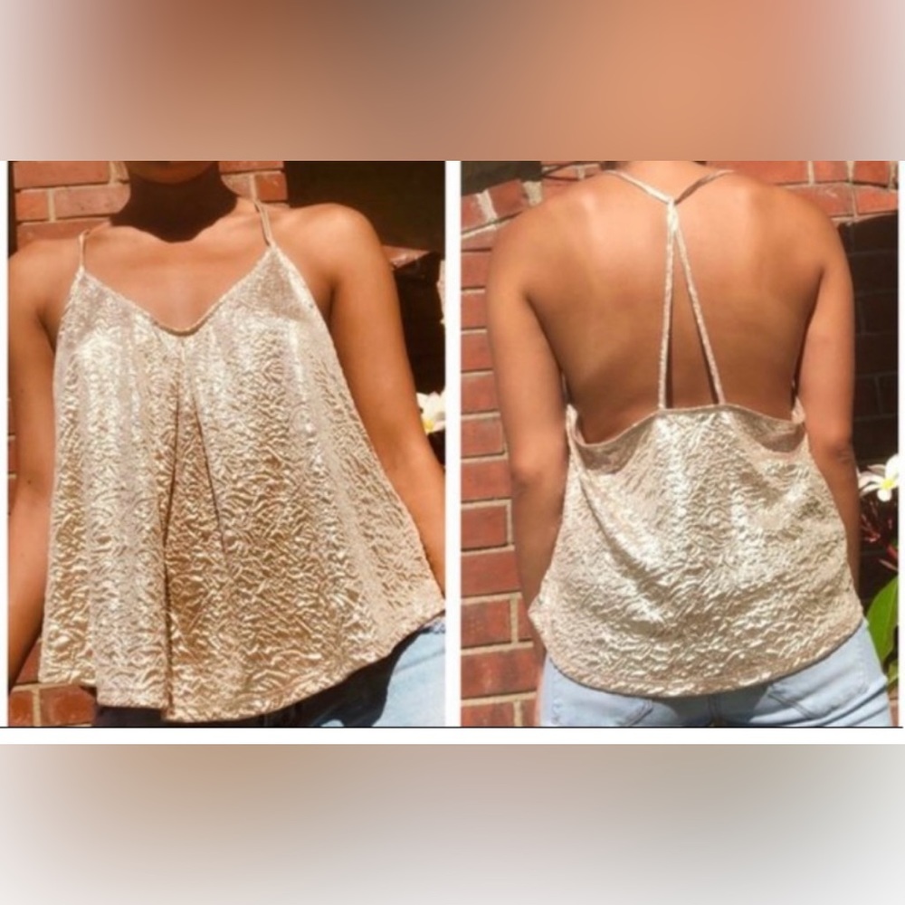 Astr (Nordstrom) going out metallic shimmer tank top with open back